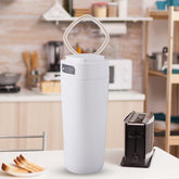 Kuber Industries Pack of 4 Anti-Fall Insulated Coffee Tumbler with Suction Bottom | Leak-Proof Stainless Steel Tumbler | Coffee Tumbler with Lid and Handle | 480 ML | White